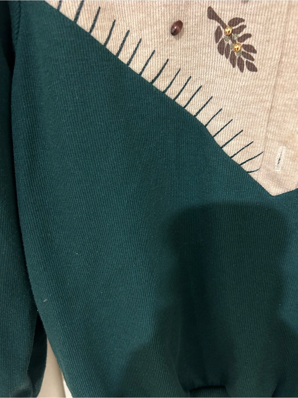90s Teddi Forest Green & Cream Embroidered Polo Sweater - Picture 5 of 5
